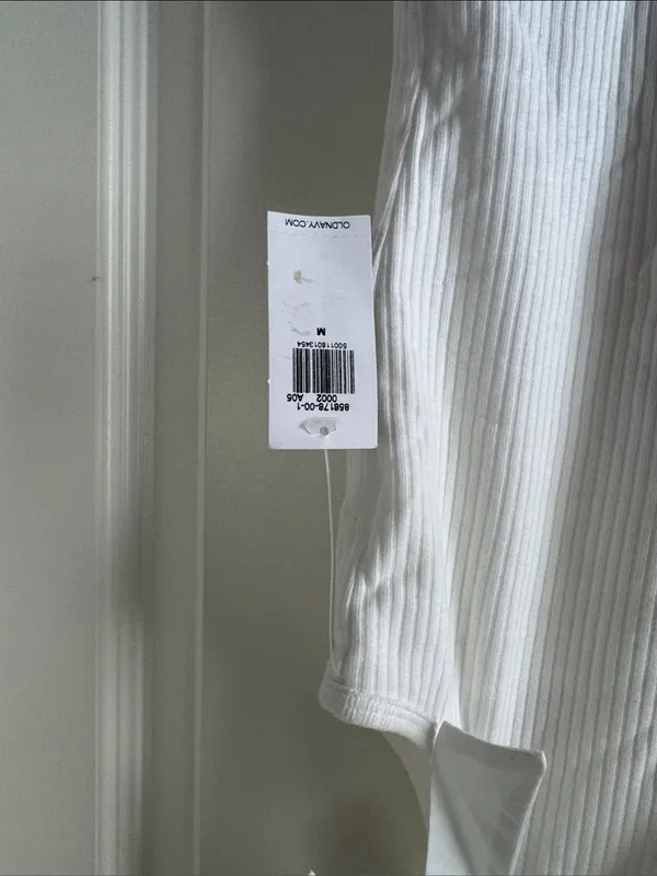 NWT Old Navy White Ribbed Tie-Shoulder Bodysuit / B50 - Image 3