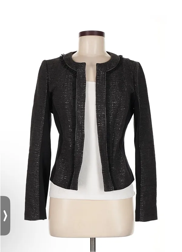 Express Embellished Ruffle Trim Blazer Jacket - Image 3