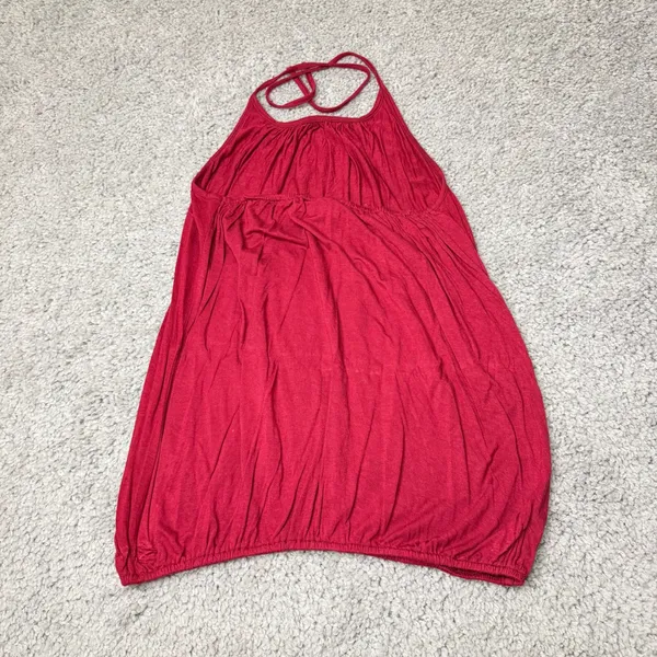 Urban Nomad Earthbound Trading Co Red Halter Top Bubble Hem Boho Blouse L/XL - Image 3