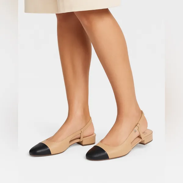 A New Day Maxine Women’s 8.5 Tan Black Cap Toe Slingback Flats - Image 2