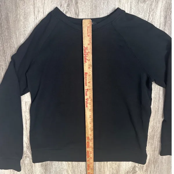 Quince SuperSoft Fleece Crew Black Raglan Sweatshirt Womens Small - Image 5
