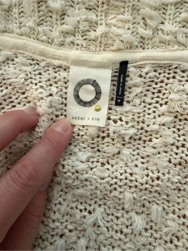 Akemi + Kin Anthropologie Cozy Open-Front Cream Women's Cardigan Sweater Size M - Image 5