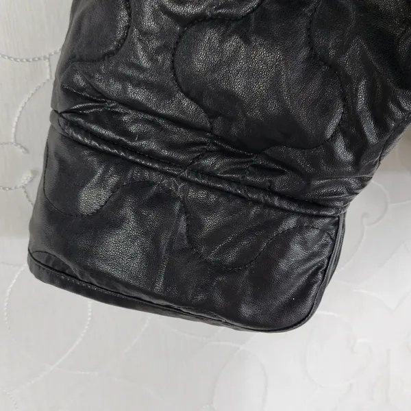 Mimosa Womens Jacket Size M Black PU Leather Quiltted Oversized Patch Pockets Size M - Image 5