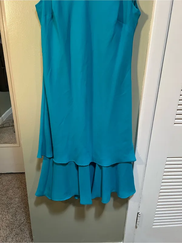 Drapers & Damons Women’s Size Medium Sleeveless Midi Dress Teal Blue Green Scoop - Image 3