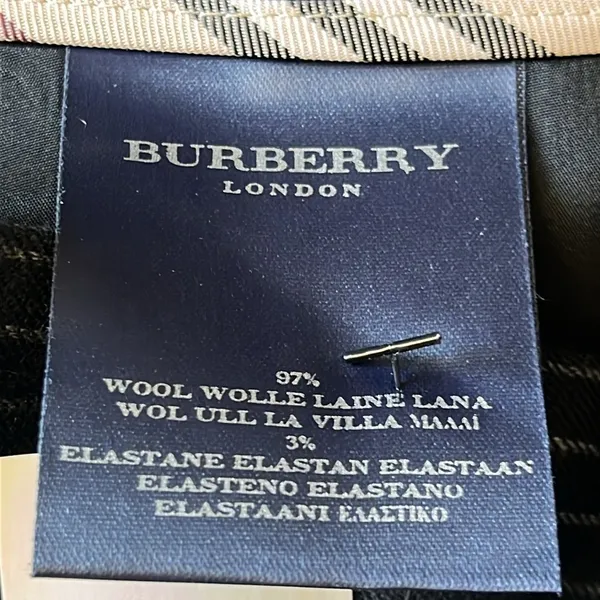 BURBERRY London Stripped Wide Wool leg pants black‎ sz 12 - Image 7
