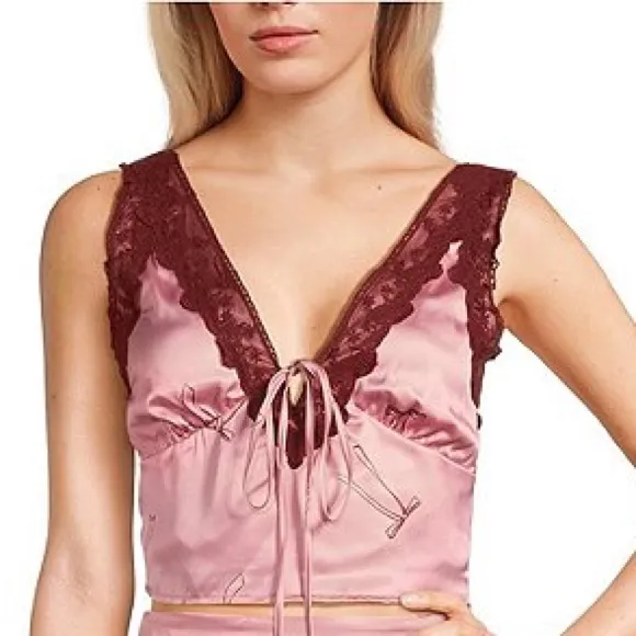 Chic Pink and Burgundy‎ Lace Chemise - Image 3