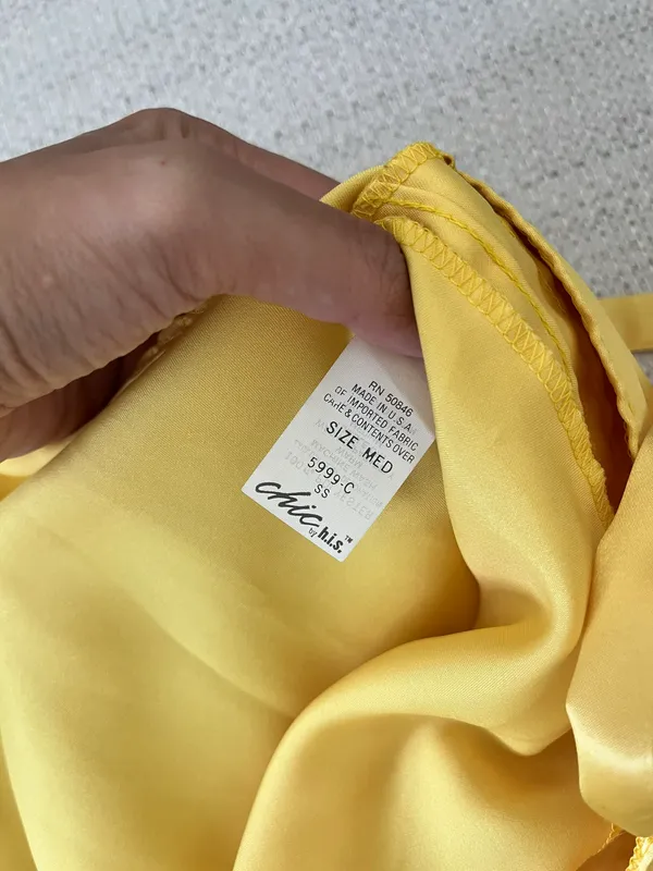 Vintage Silk Top Yellow Size M - Image 2