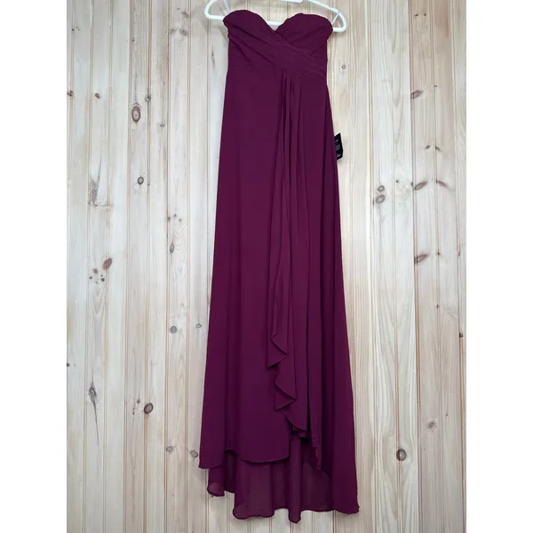 NWT Lulus Splendid Aura Plum Purple Chiffon Pleated Strapless Maxi Dress Size S - Image 2
