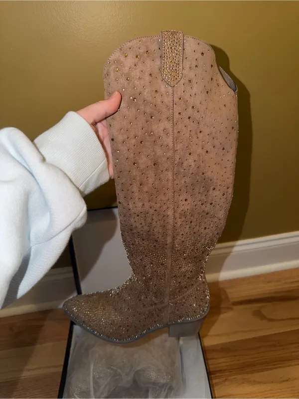 Pierre dumas Women's Tall beaded Western Boots - Taupe - Image 4