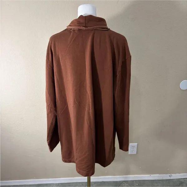 Bryn Walker Tunic Brown Sweater Top L Oversize Bamboo Organic Cotton Lagenlook - Image 2