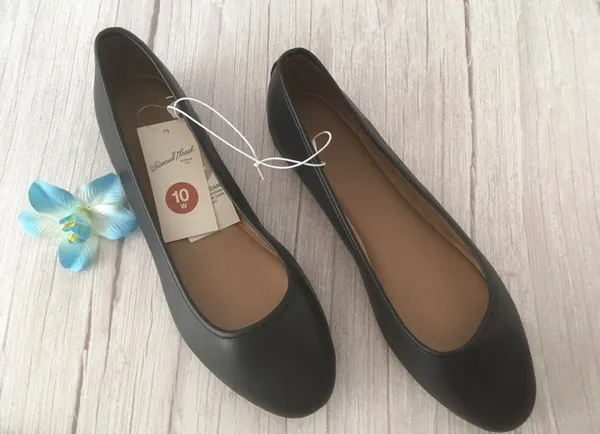 Black Ballet Flats, Size 10W - Image 3