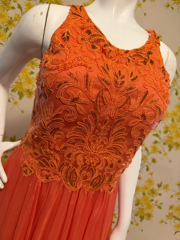 Illusion back prom evening gown size M Orange Size M - Image 2