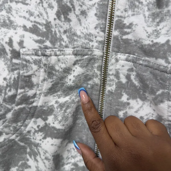 American Giant Women‎ 100% Cotton Hoodie Small Gray Marble Zip Up Sweatshirt USA - Image 2