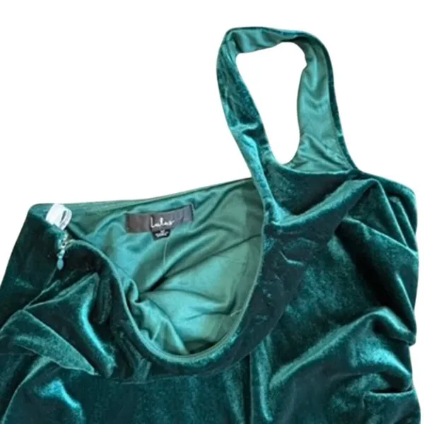 Lulus Truly Ravishing Velvet One-Shoulder Mini Dress in Emerald Green, Size M​​ - Image 3