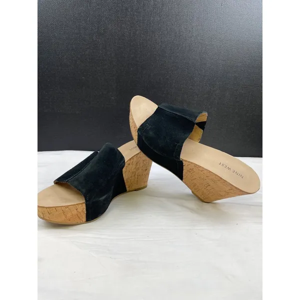 Nine West Women's Black Suede Shoes/Wedge Sandals Heel 4" Size 10 SKU 3742 - Image 5