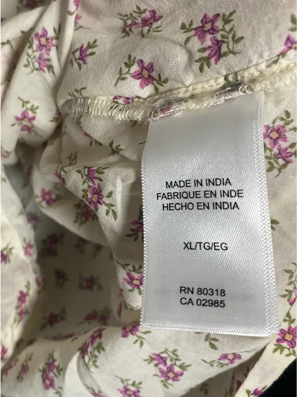 Lucky Brand Cream Blouse with Pink Floral Print XL lightweight boho - Image 3