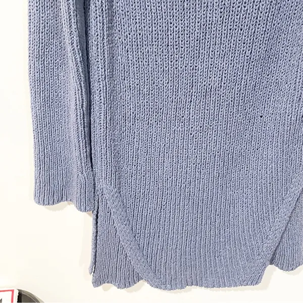 Free People Size Medium Blue Thick Knit Open Back Long Sleeve Tunic‎ Dress - Image 2