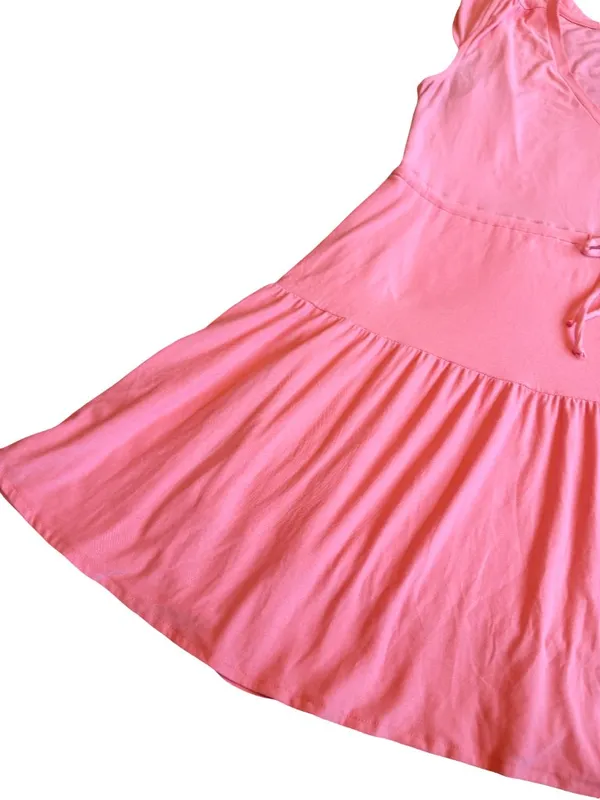 Beyond Yoga Featherweight Out & About Ruffle Mini Tier Dress Coral Size Medium - Image 5