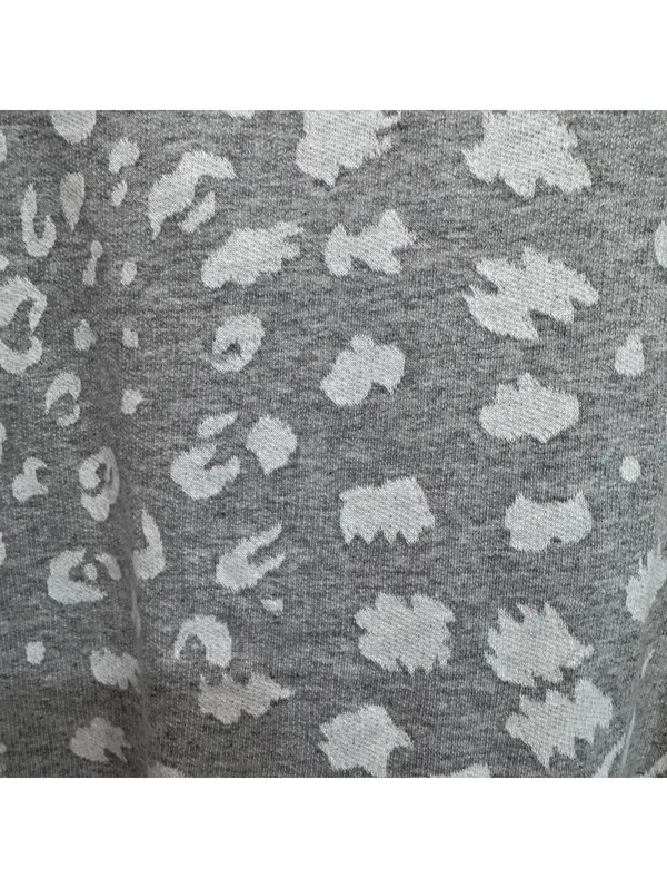 Chico's Collection Jacquard Print Gray Sweatshirt Studded Shoulders 3 (Size XL) - Image 5
