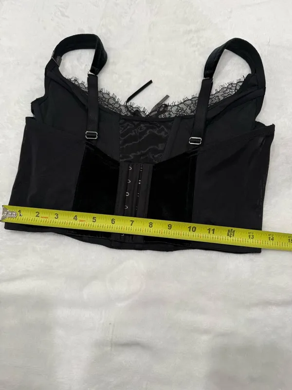 VS Black Velvet Lace Corset Bustier Top Size Large Y2K Coquette - Image 6