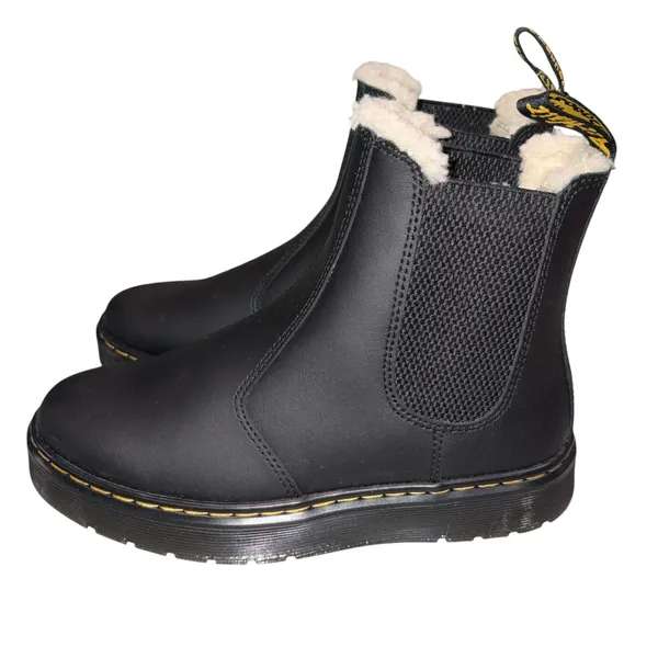 NEW Without Box Dr. Martens Black Dorrian FL Leonore Faux Fur Cuff Combat Boots 6 37 - Image 3