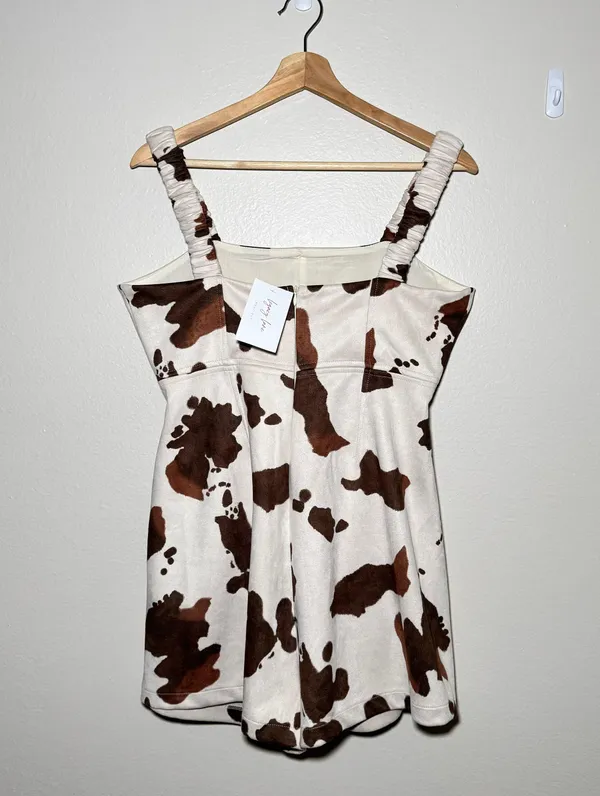 BAEVELY | Brown Cow Print Dress Romper - Image 5