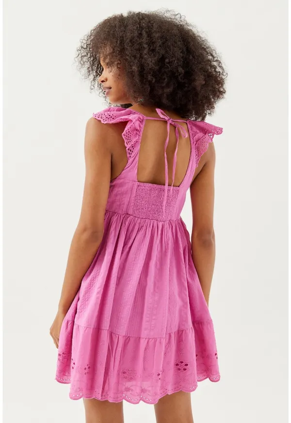 Urban Outfitters Pink Wildflower Lace Babydoll Mini Dress - Image 2