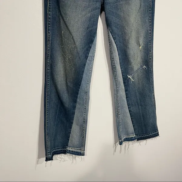 AMO Crop Boot Jeans Distressed Raw Hem‎ Size 24 Retro Street Style Casual Cool - Image 5