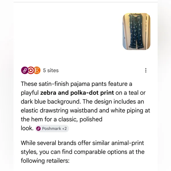 LOFT Teal Satin Sleep Pants with White & Black Zebra Print | Size Small - Image 14