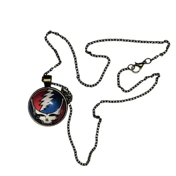 Grateful Dead Steal Your Face Collectible Necklace Antique Brass Chain - Image 4