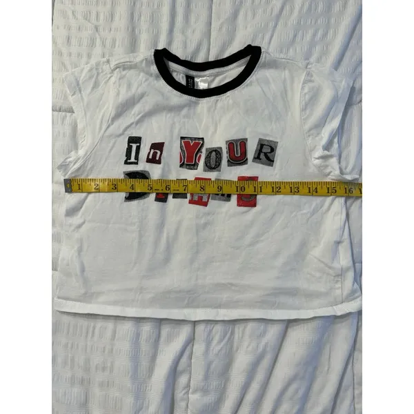 H&M Divided White Crop Top In Your Dreams Short Sleeve T-Shirt Y2K 90s - Image 3