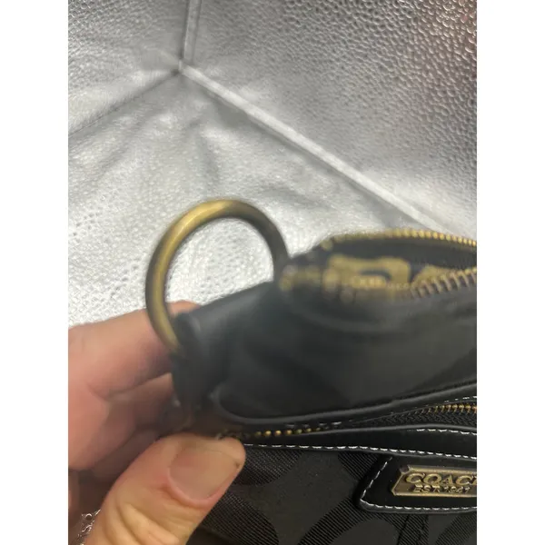Coach Black Signature Jacquard Small Crossbody Bag Messenger‎ Front Zip Pocket - Image 4
