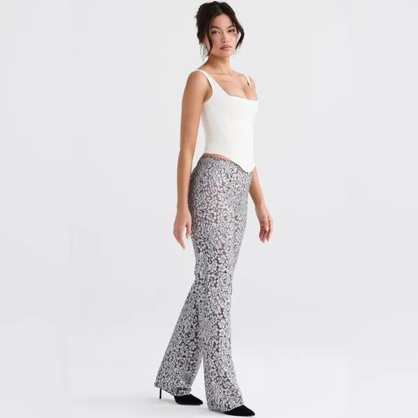 House of CB Mara‎ Silver Metallic Trousers NWOT size M - Image 3