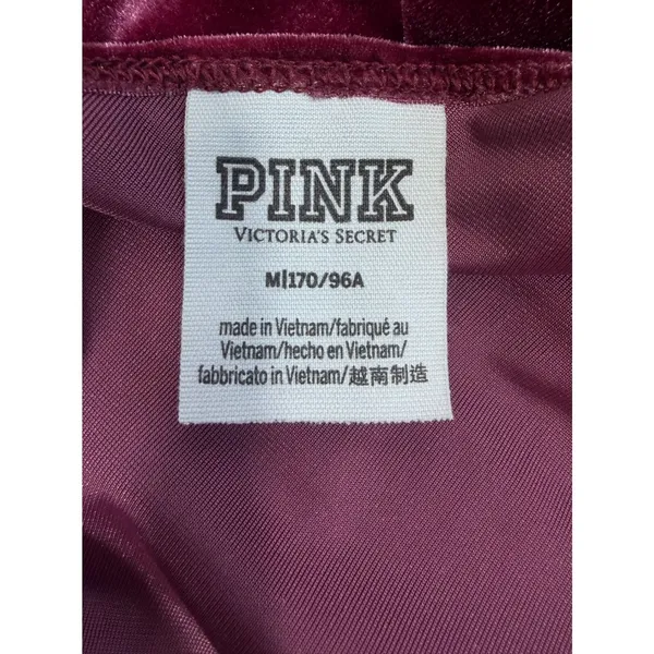 PINK Victoria's Secret Velvet Cami Womens M Burgundy Swing Spaghetti Strap Dog - Image 5