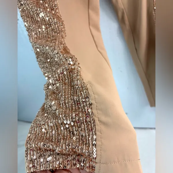 Calista M Sequin Embellished Golden Tan Joggers - Image 6