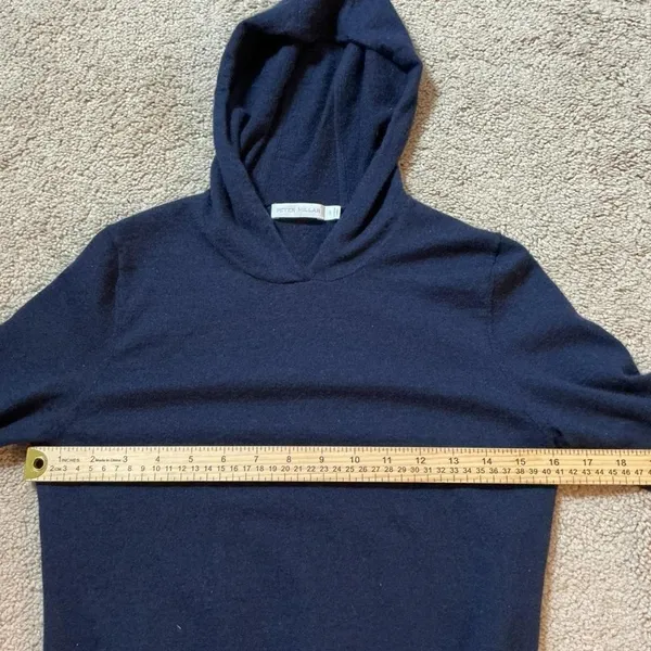 Peter Millar Navy Merino Wool Blend Hoodie Sweater‎ Size S - Image 3
