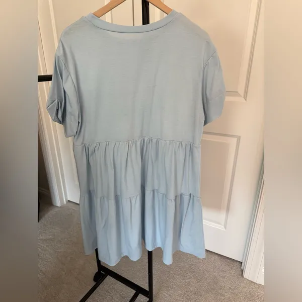 Cupshe Light Blue Women's Tiered Short Sleeve Dress - Image 2