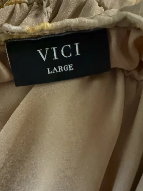 Vici Beige Floral Tiered Maxi Dress with Yellow Accents - Image 2