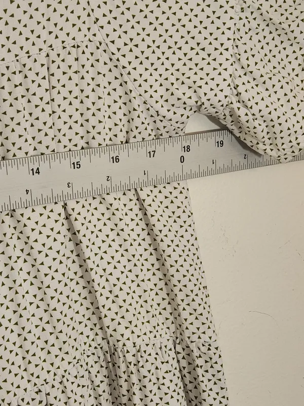 Valija White and Green Geometric Print Mini Babydoll Dress Size Small - Image 6