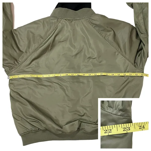 Aeropostale Hooded Bomber Jacket - Green - Large - Image 6