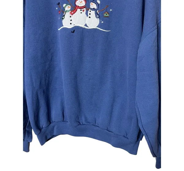 Top Stitch By Morning Sun Embroidered Snowman Crewneck Collared Sweatshirt XL - Image 3