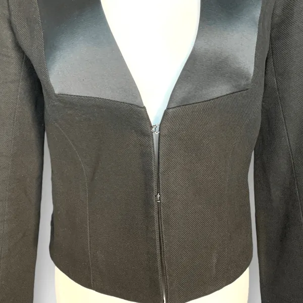 See By Chloé Black Tailored Blazer Satin Lapel Hourglass Jacket Timeless Classic - Image 3