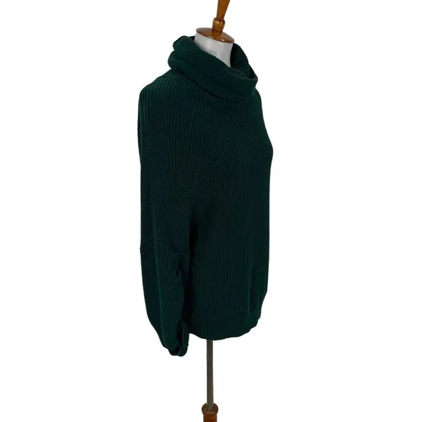 Cabi Green Sweater Small Chunky Knit Funnel Neck Comfy Fall Style‎ - Image 5