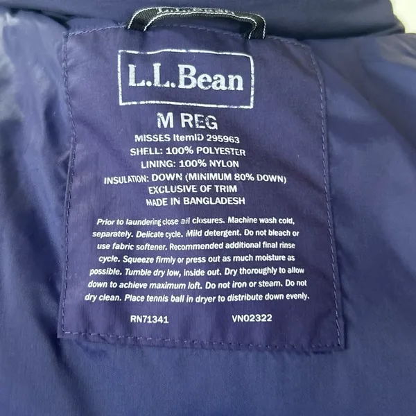 L.L.Bean Navy Down Fill Thigh Length Puffer Jacket - Image 7