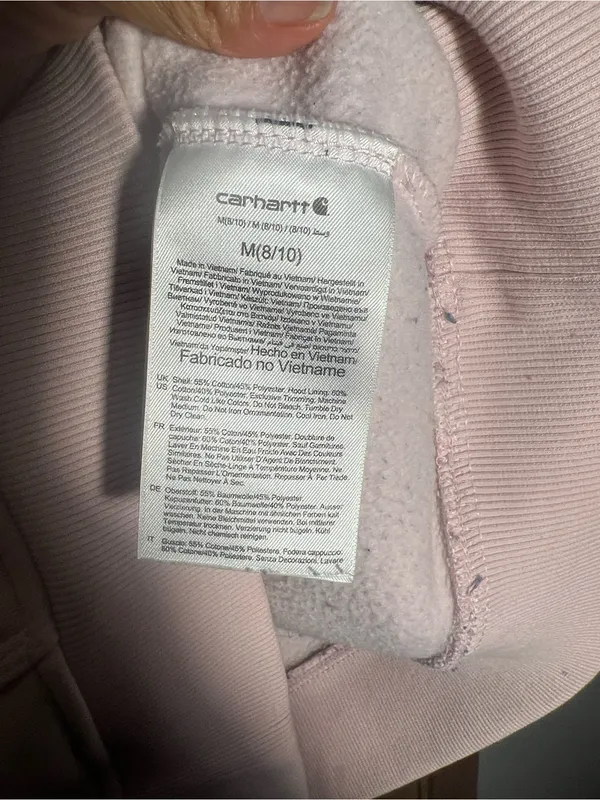 Carhartt Light Pink Hoodie with Rust Logo - Image 5