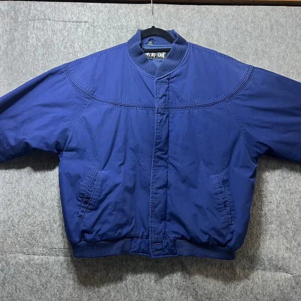 Vintage 90s Bomber Jacket Mens Large Blue Wear Me Out‎ Zip Up - Image 4