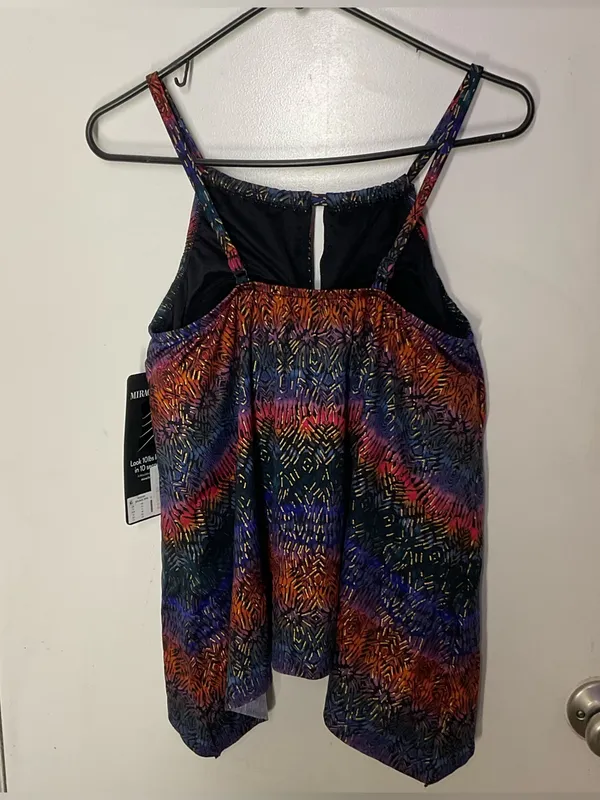 New Miraclesuit Tramonto Belle Peephole High Neck Tankini Top Bronze Multi 12 - Image 3