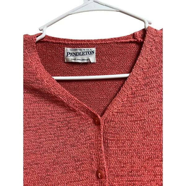 Pendleton Coral Pink Knit Cardigan Sleeveless Tank Set Medium - Image 8