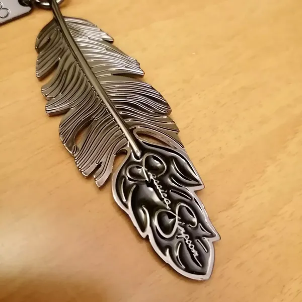 Jessica Simpson Pewter Solid Feather Color Keychain Bag Charm, Luggage Charm - Image 6