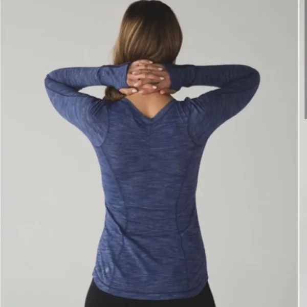 Lululemon 5 Mile Long Sleeve Heathered Hero Blue- Size Small (4/6) - Image 6